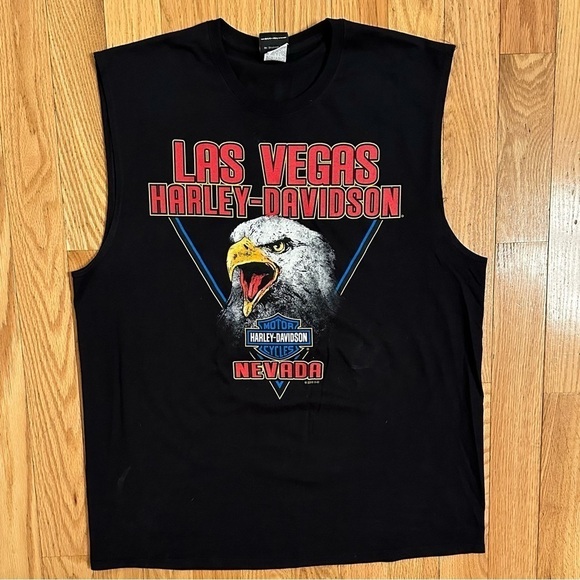 Harley-Davidson Other - Harley Davidson Motorcycles Las Vegas Sleeveless Muscle TShirt Black Eagle Sz XL